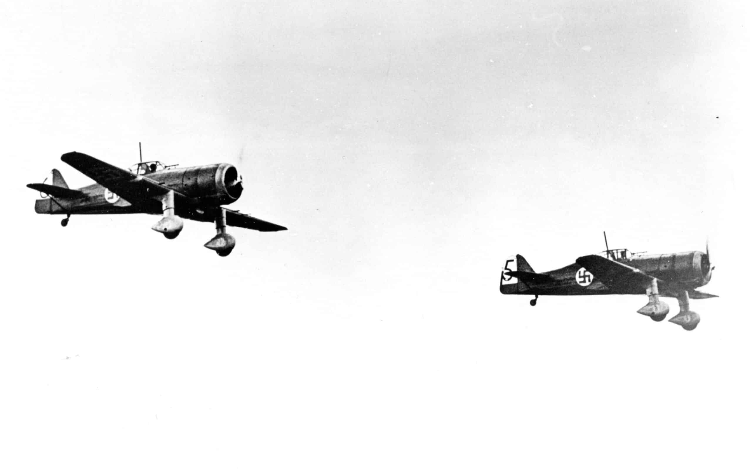 Two Fokkers flying.